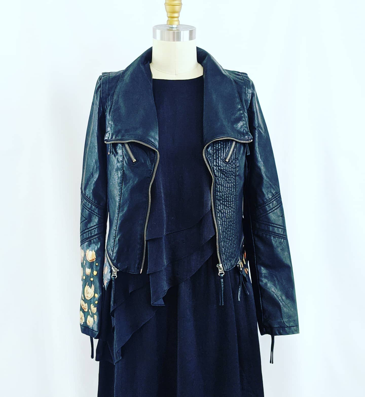 gold and pink hand painted jacket