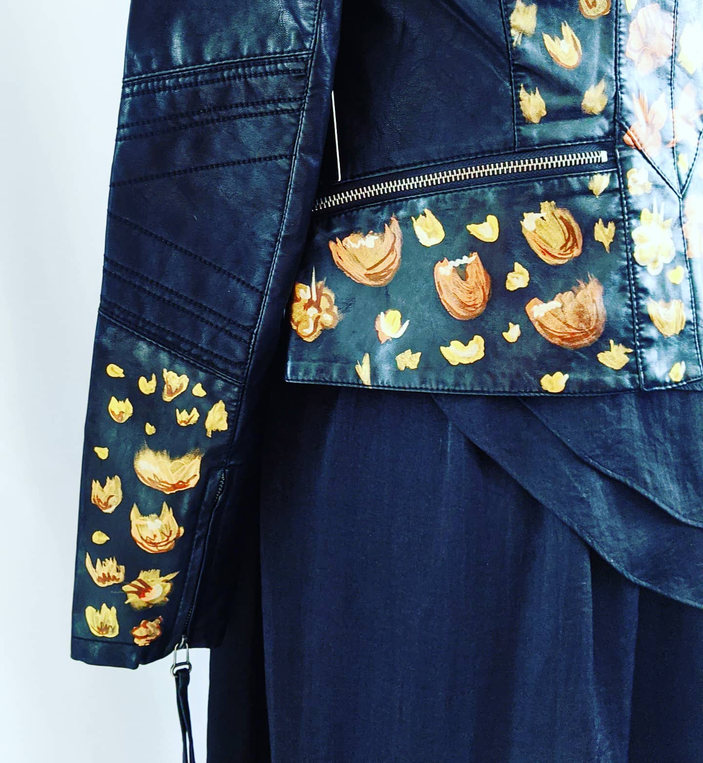 gold and pink hand painted jacket