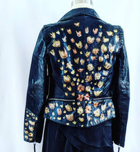 Load image into Gallery viewer, gold and pink hand painted jacket

