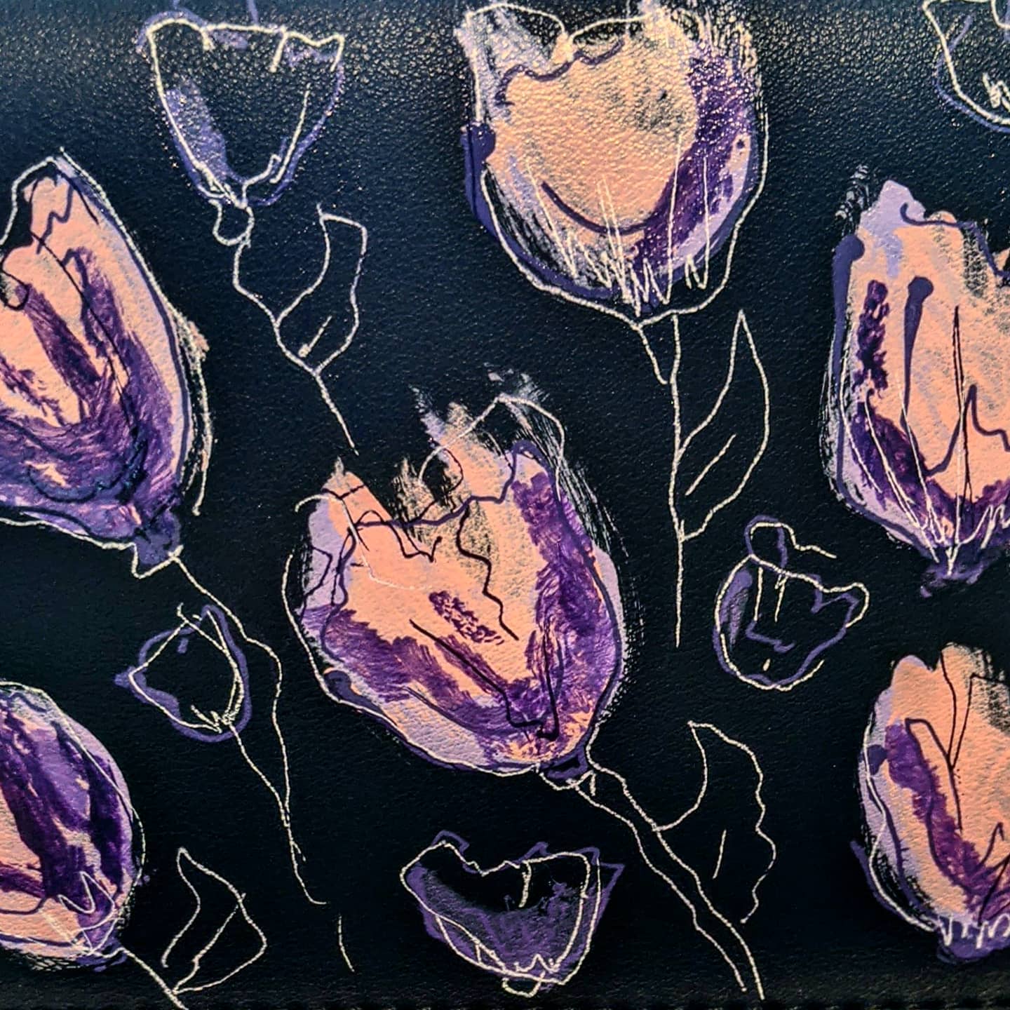 purple flowers clutch bag