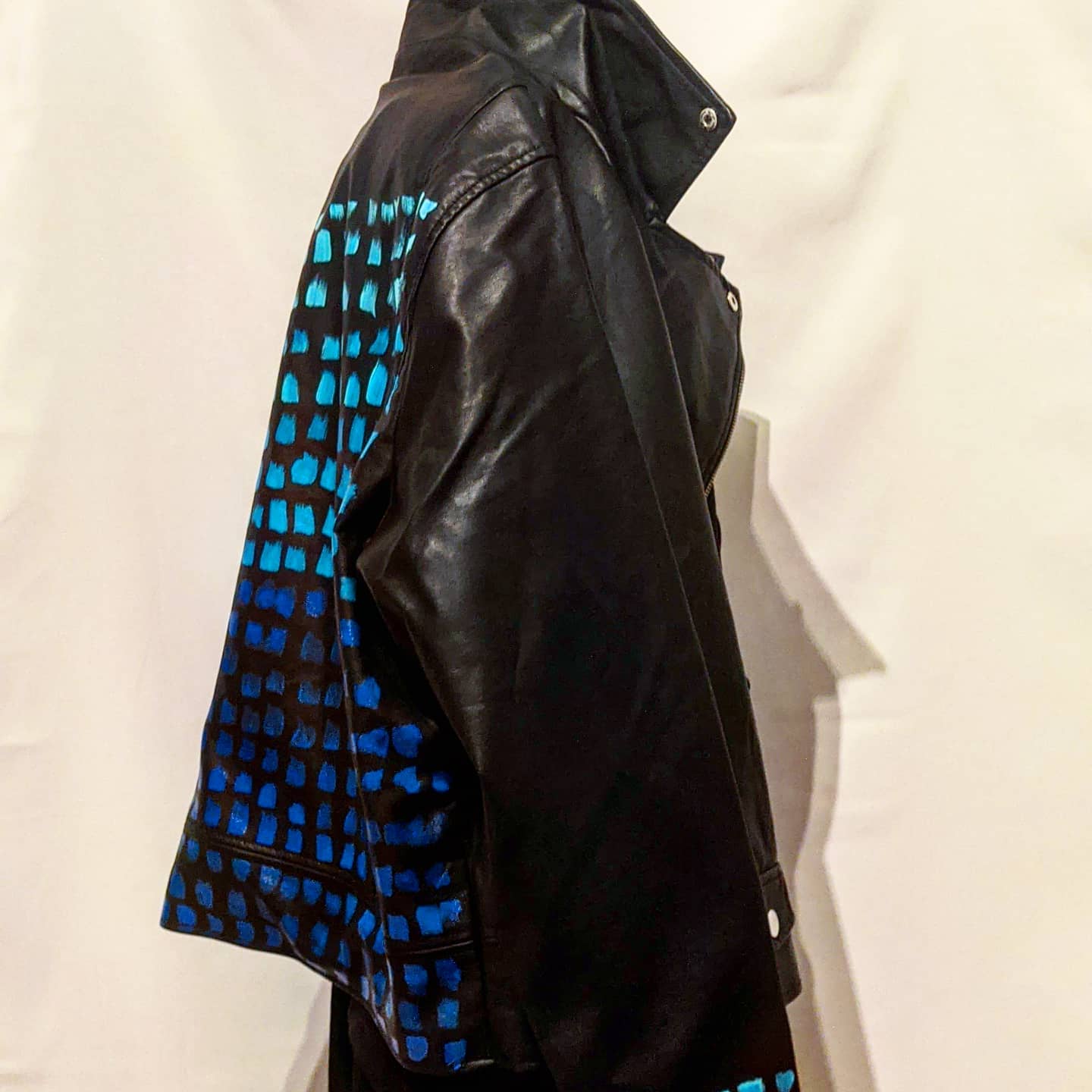 Blue Ombre Paint Chip - Statement Moto Jacket