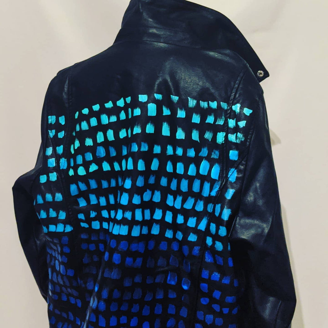 Blue Ombre Paint Chip - Statement Moto Jacket