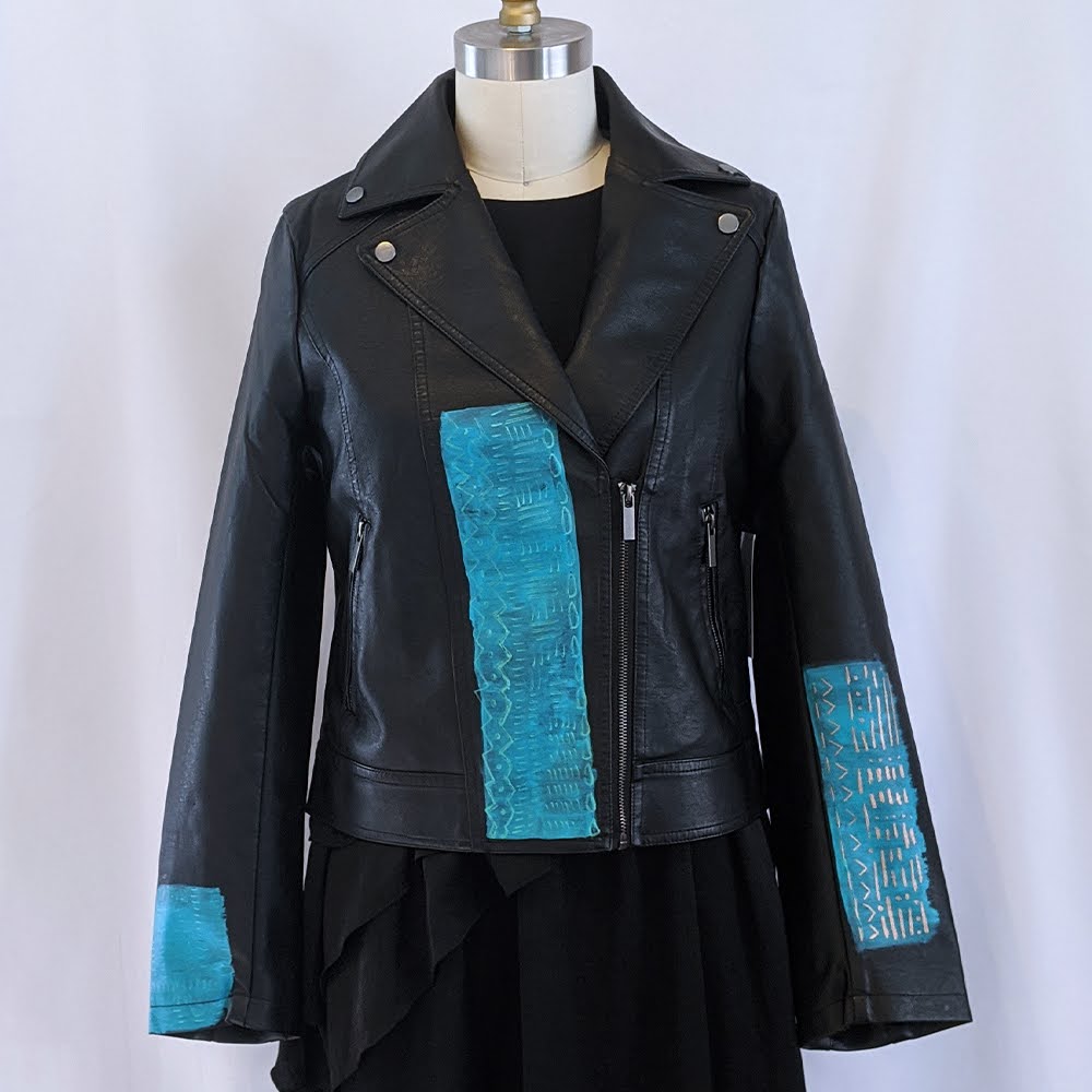 Blue jacket hand painted front