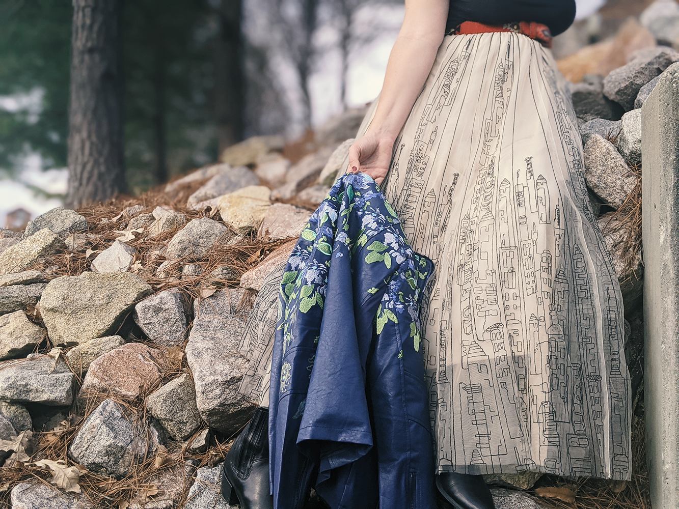 Azure Blossom - Statement Moto Jacket