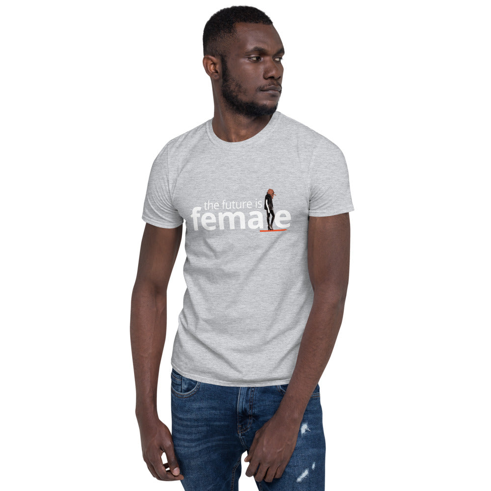 The future is female gray unisex t-shirt with graphic