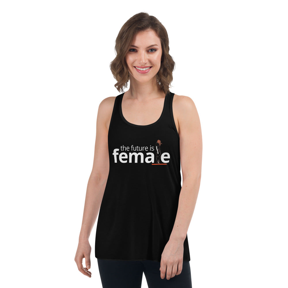 The future is female black tank top with graphic