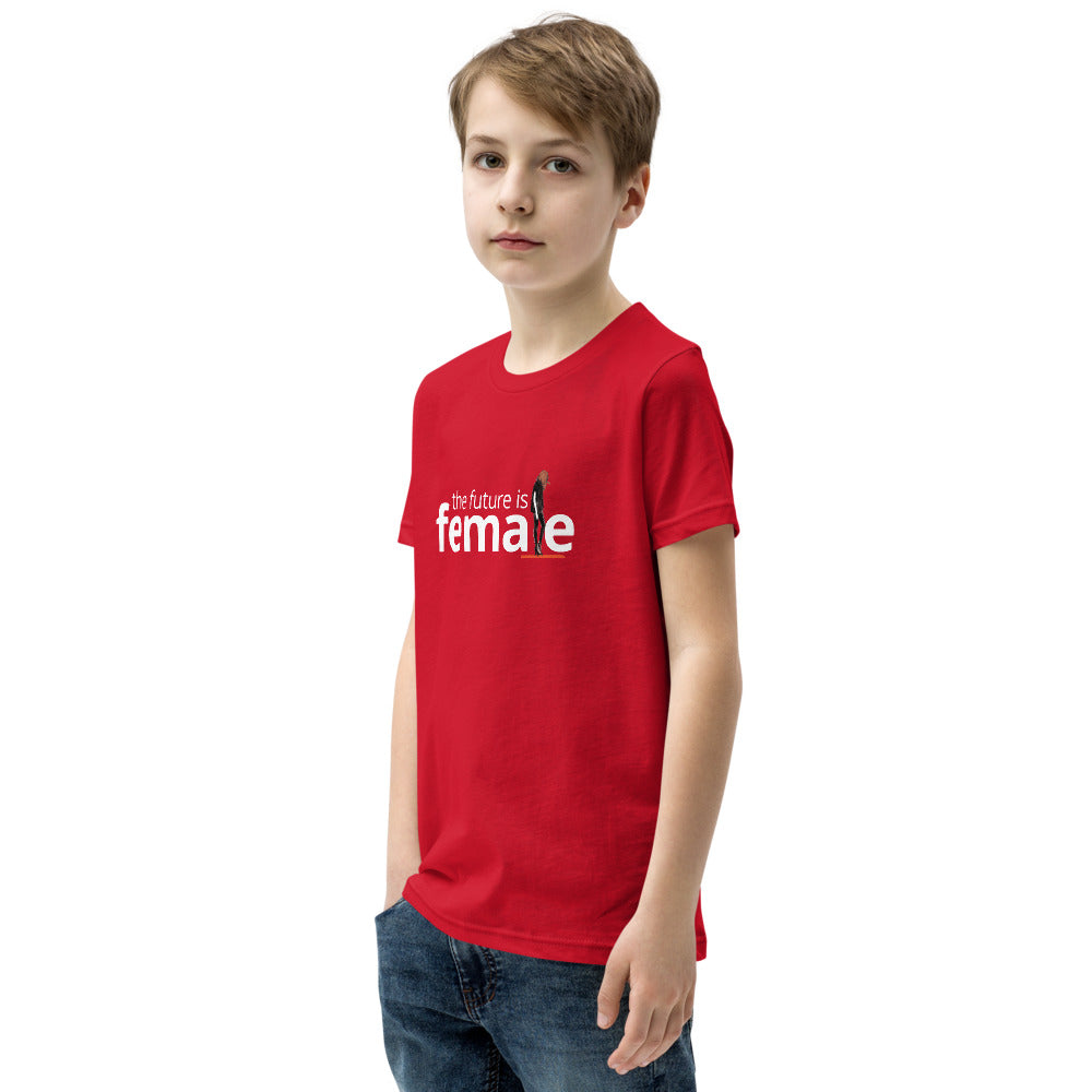 The future is female red youth t-shirt with graphic