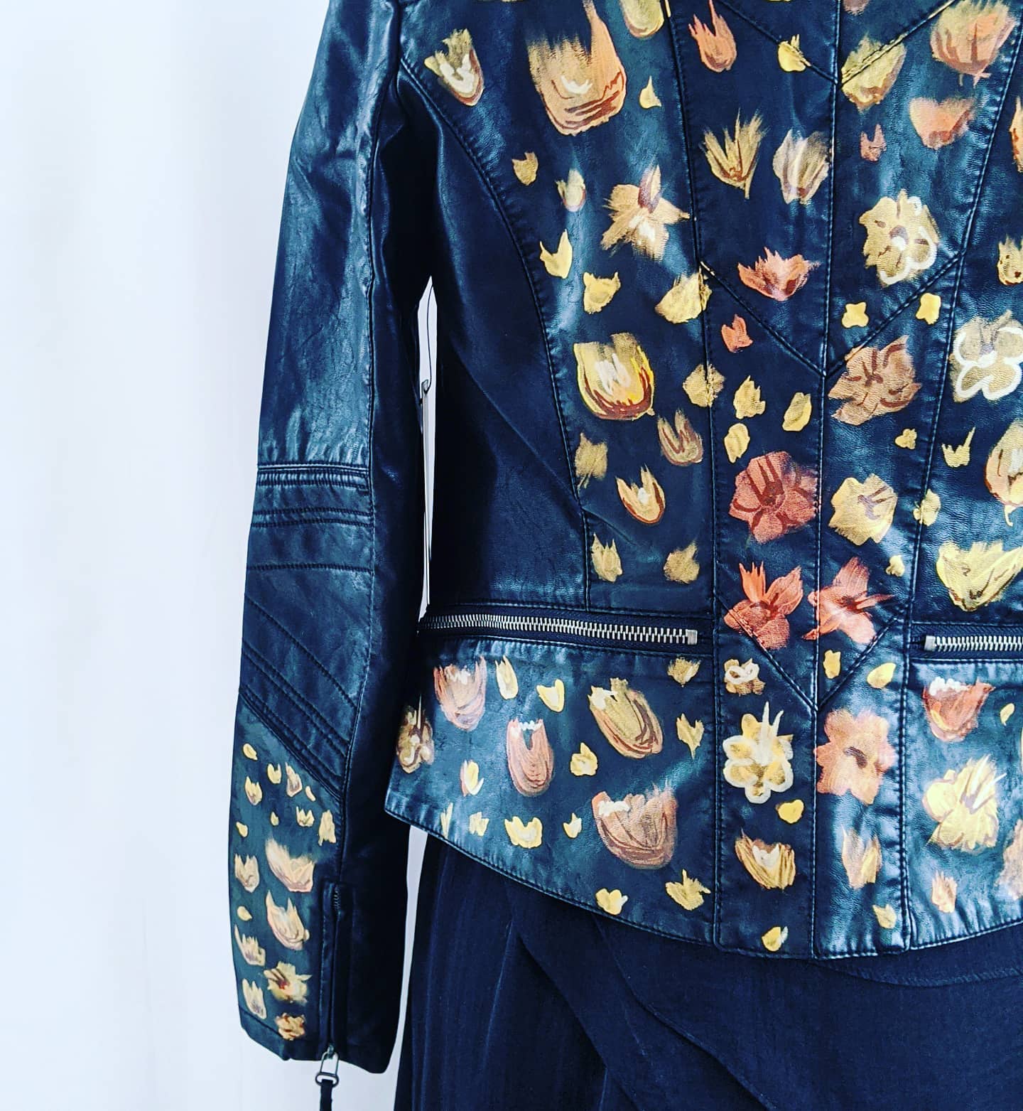 gold and pink hand painted jacket