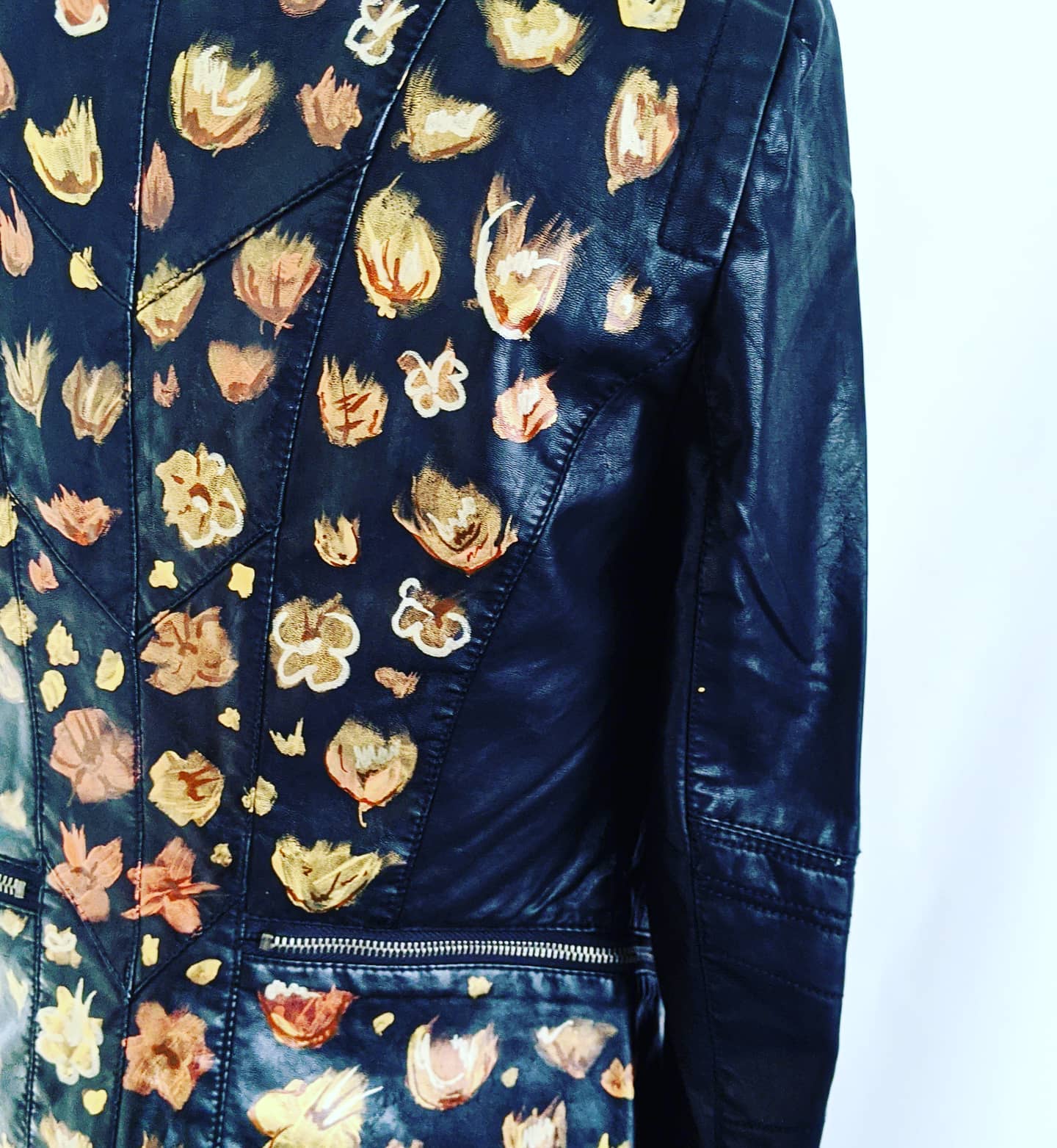 gold and pink hand painted jacket