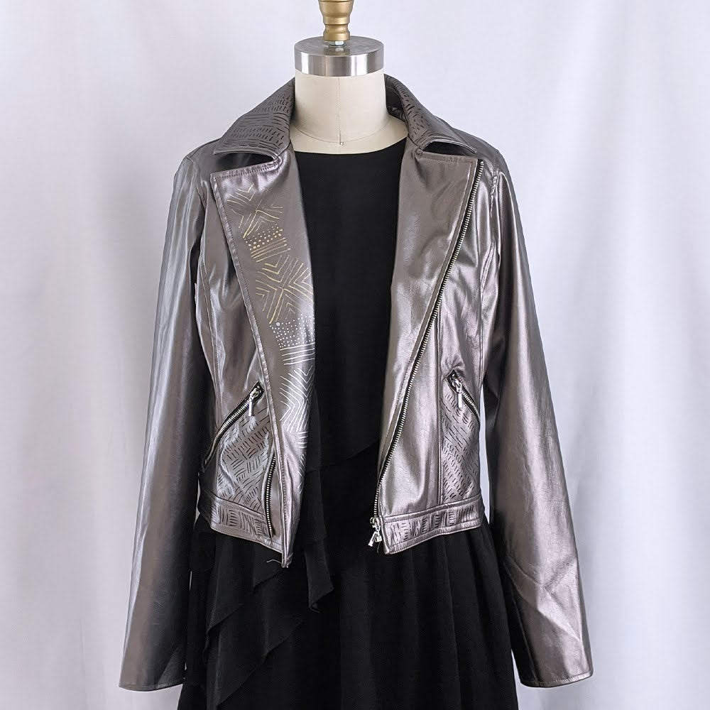 front of metallic jacket