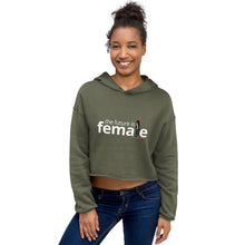Load image into Gallery viewer, The future is female green cropped hoodie with graphic
