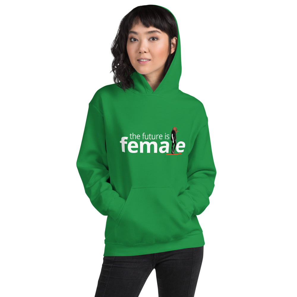 The future is female green hoodie with graphic