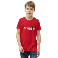 Load image into Gallery viewer, The future is female red youth t-shirt with graphic
