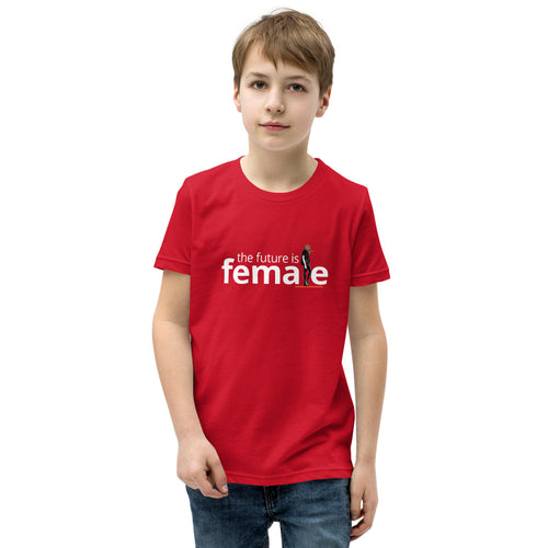 The future is female red youth t-shirt with graphic