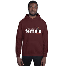 Load image into Gallery viewer, The future is female burgundy hoodie with graphic
