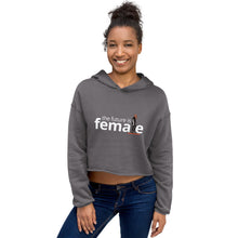 Load image into Gallery viewer, The future is female gray cropped hoodie with graphic
